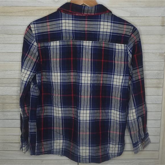 Joe Fresh Boys Size XL 14 Regular Button Down Plaid Shirt Red Gray Blue White - Picture 6 of 6